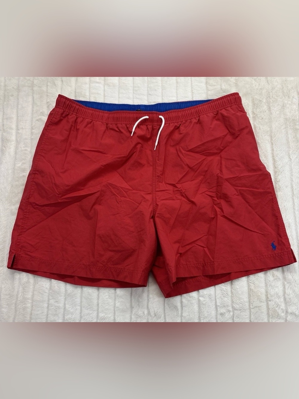 Polo Sport Ralph Lauren Swim Trunks Red Mesh Lined Mens 2XL Big /Blue Pony - EUC